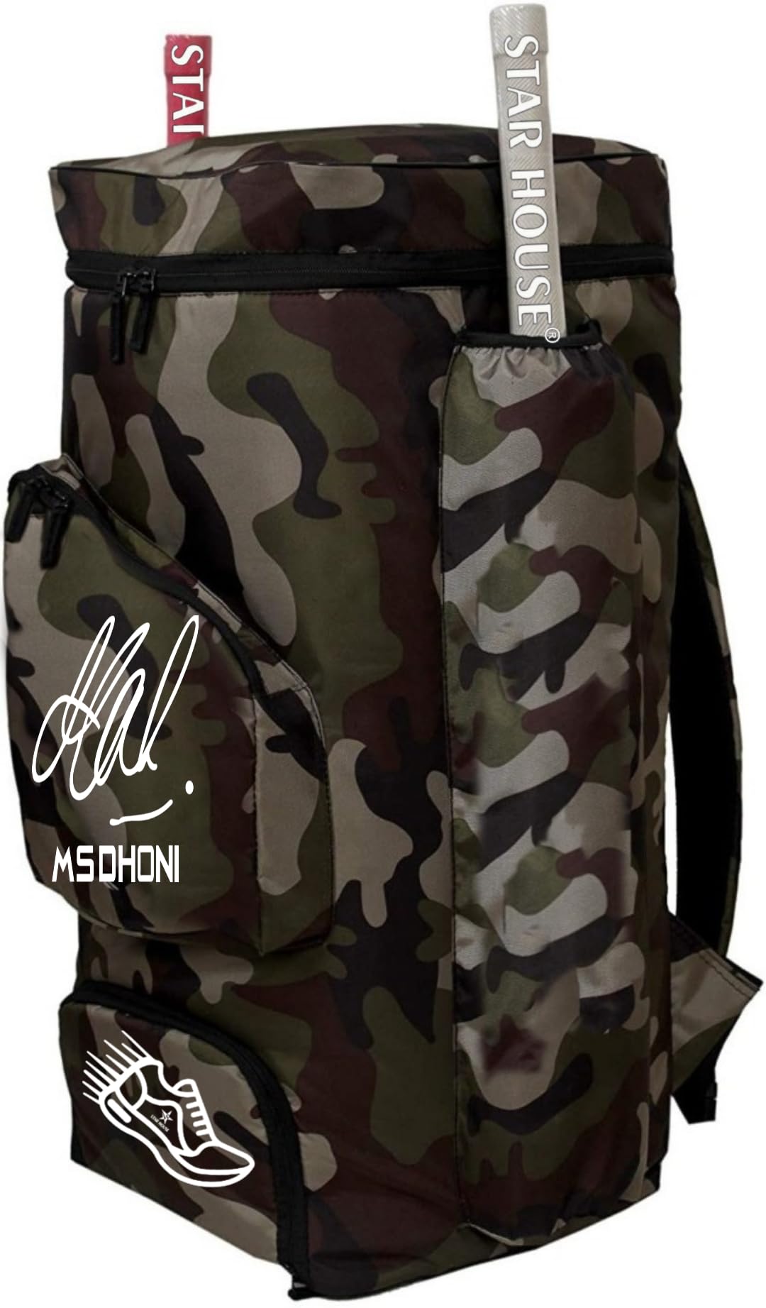Grow wings Nylon Branded Cricket Kit Bag with Special Bat Holder On The Side, Duffle Kit Bag, Backpack, Full Size with Shoulder Straps, Green 1
