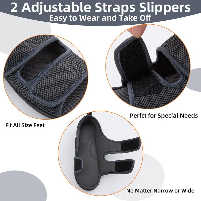 Image of WALKFUN Men's Slippers with Arch Support, Adjustable Open Toe Shoes for Men, Diabetic Sandals with Memory Foam for Plantar Fasciitis