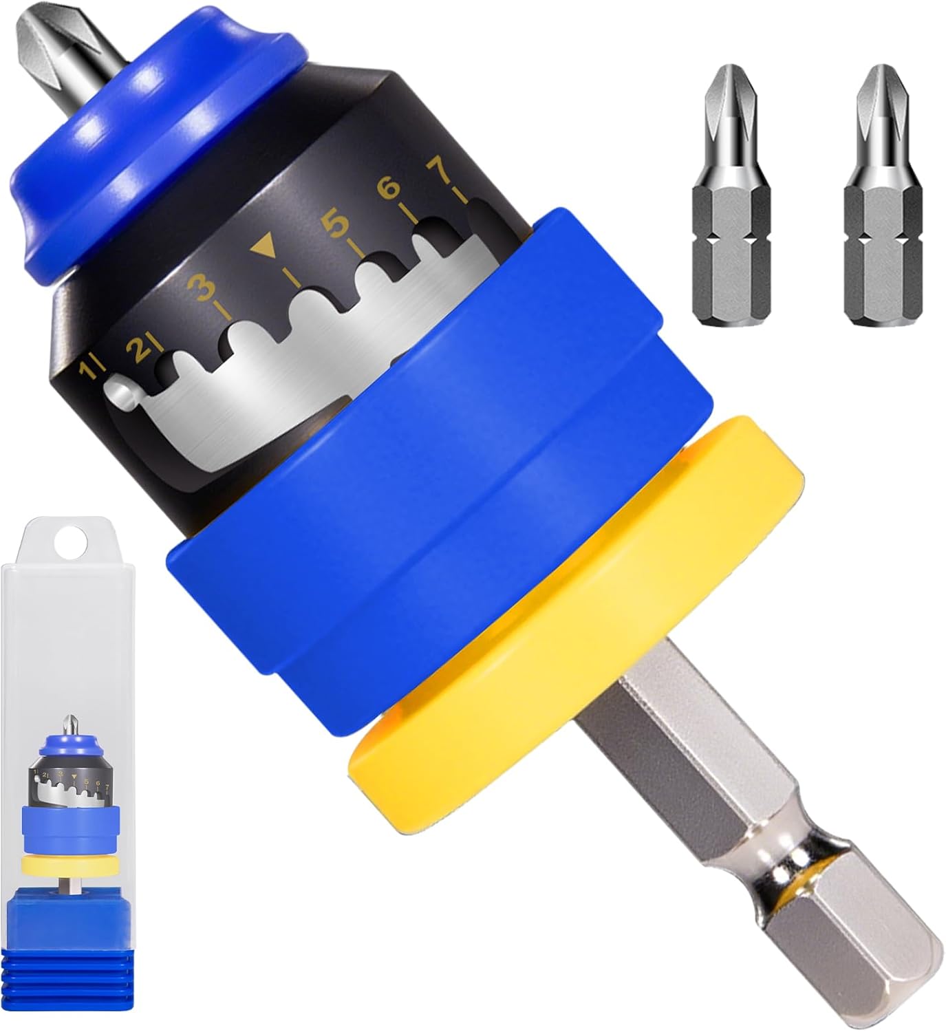 7-Level Adjustable Drywall Screw Setter Bit - Magnetic Depth Control Attachment for Screw Gun & Screwdriver, Bit Holder for Clean Drywall Dimples