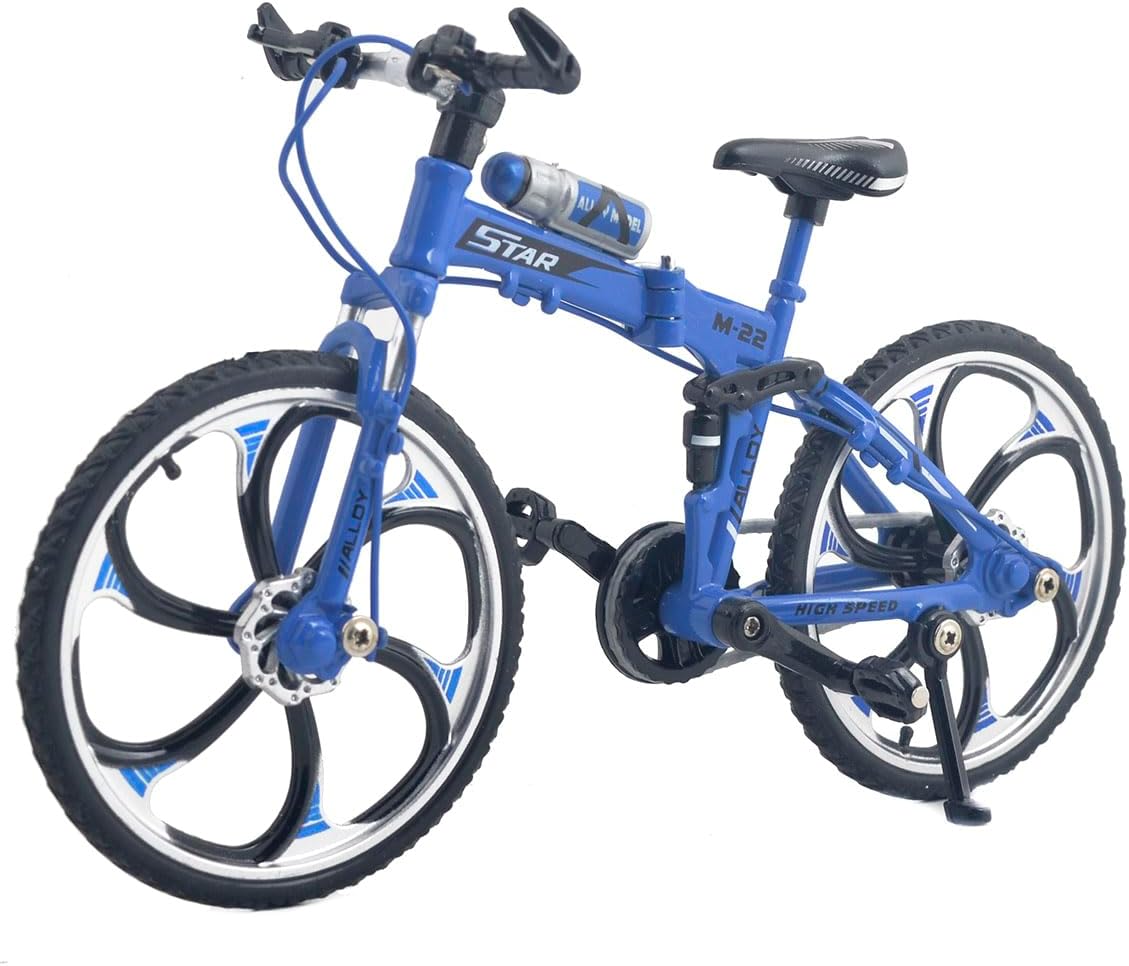 Ailejia Zinc Alloy Finger Mountain Bike Mini Bicycle Model Cool Boy Toy Decoration Crafts for Home (Blue)