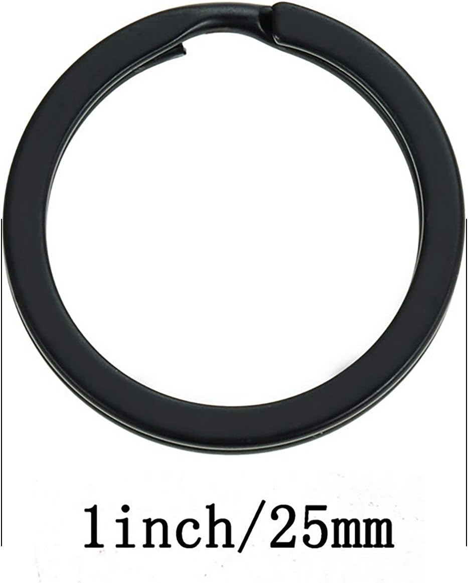 Flat Key Rings 10 Pieces 1 inches Flat Key Rings Metal Keychain Rings Split Keyrings Flat O Ring for Home Car Office Keys Attachment(Black)