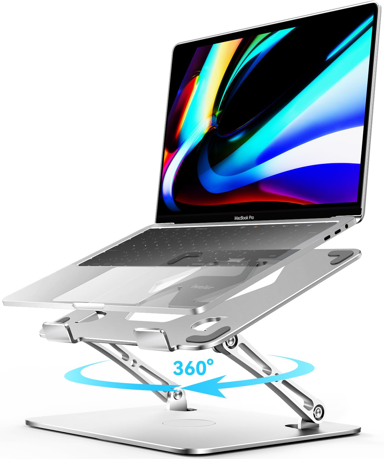 ivoler Adjustable Laptop Stand with 360 Rotating Base Ergonomic Laptop Stand for Desk Foldable Portable Laptop Riser for