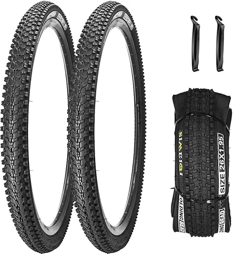 Miniatura 10 de SIMEIQI Paquete de 1 o 2 neumáticos de bicicleta de 24"/26"/27.5"x1.95" con capa antipinchazos de 0.118 in para neumáticos de bicicleta de montaña
