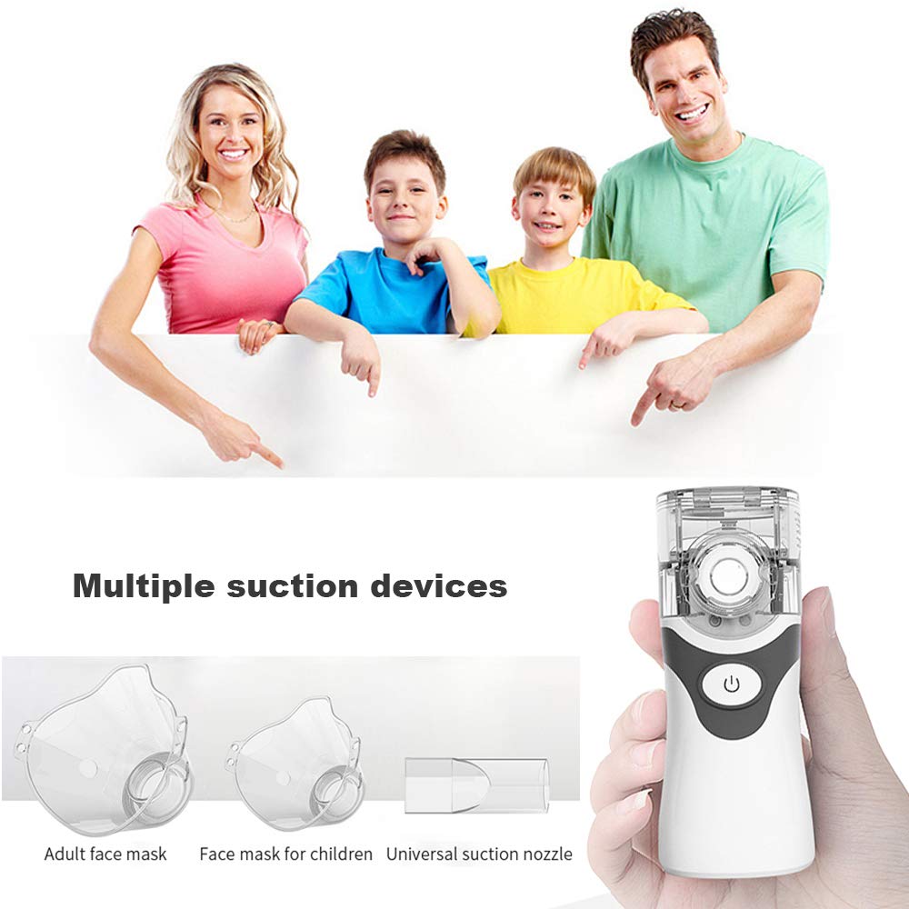 Nebulizzatore a microgrid ultrasuoni portatile Mini Topchance, atomizzatore per inalatore di vapore muto, evaporatore portatile per viaggi e famiglie (Grigio)