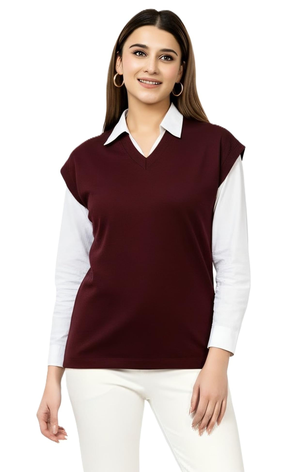 louis carlo Womens' Woolen Formal Sweater for Winterwear || Relaxed Fit || Sleeveless || V-Neck || Fine Knitted Winter Formals-picture-18