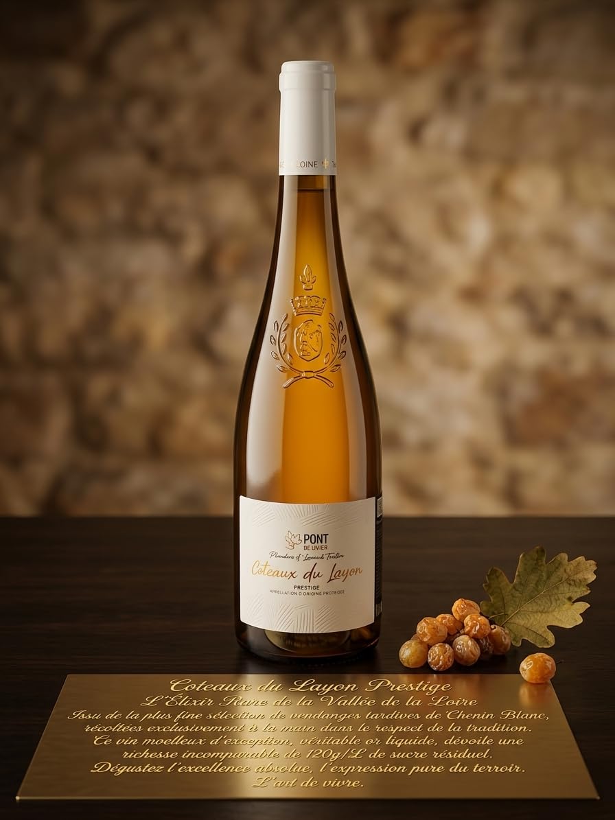 Coteaux du Layon Prestige, Coffret de 3 Bouteilles (3 x 75 cl), Vin Blanc Moelleux Haut de Gamme Vendanges Tardives, Récoltées à la Main, Domaine Pont de Livier