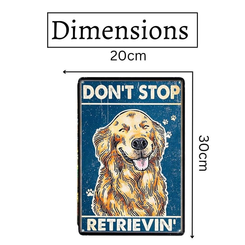 Image of Eazywagon Decorative Retro Metal Signs Wall Plate - 12x8 Inch (Don't Stop Retrievin) | Weatherproof Vintage Metal Sign Plate for Cafe, Home, Bar, Garage | Decorative Wall Hanging Sign Board