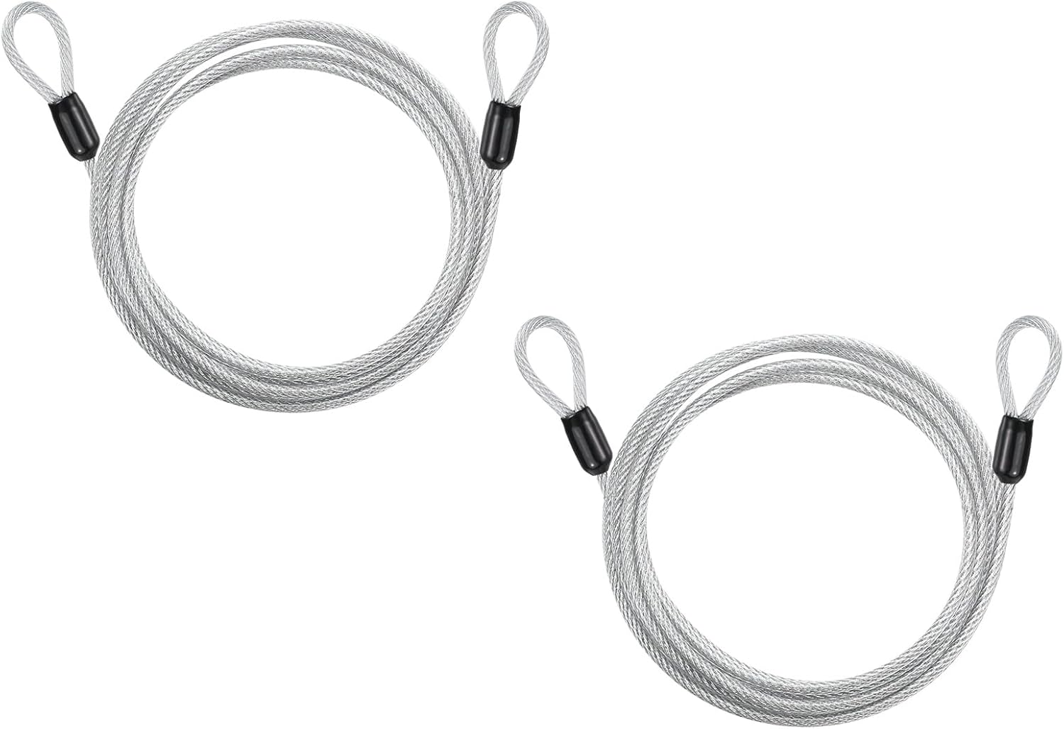 PATIKIL Security Cable Lock (5/32" Dia 7.2ft 77lb Load Capacity, Silver) (2 Pcs) Vinyl Coated Stainless Steel Double Loops Flexible Wire Rope Safety Cable Luggage Lock Suit for - Outdoor