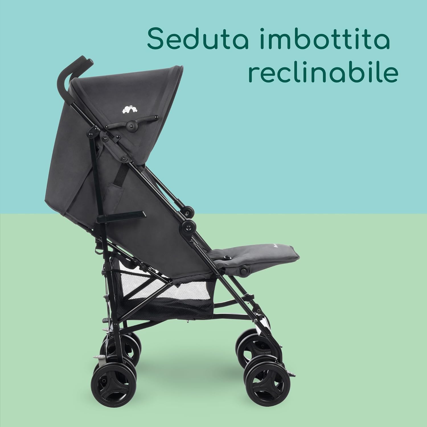 Bebeconfort Rainbow Passeggino Leggero e Reclinabile, Pieghevole Chiusura ad Ombrello, Passeggino da Viaggio Maneggevole e Compatto, 6 mesi - 4 anni, Fino ai 22 kg, colore Mineral Graphite