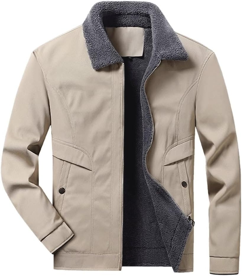 Lamb Cashmere Jacket, Cotton, Men's Autumn Winter Plush Thickened Work