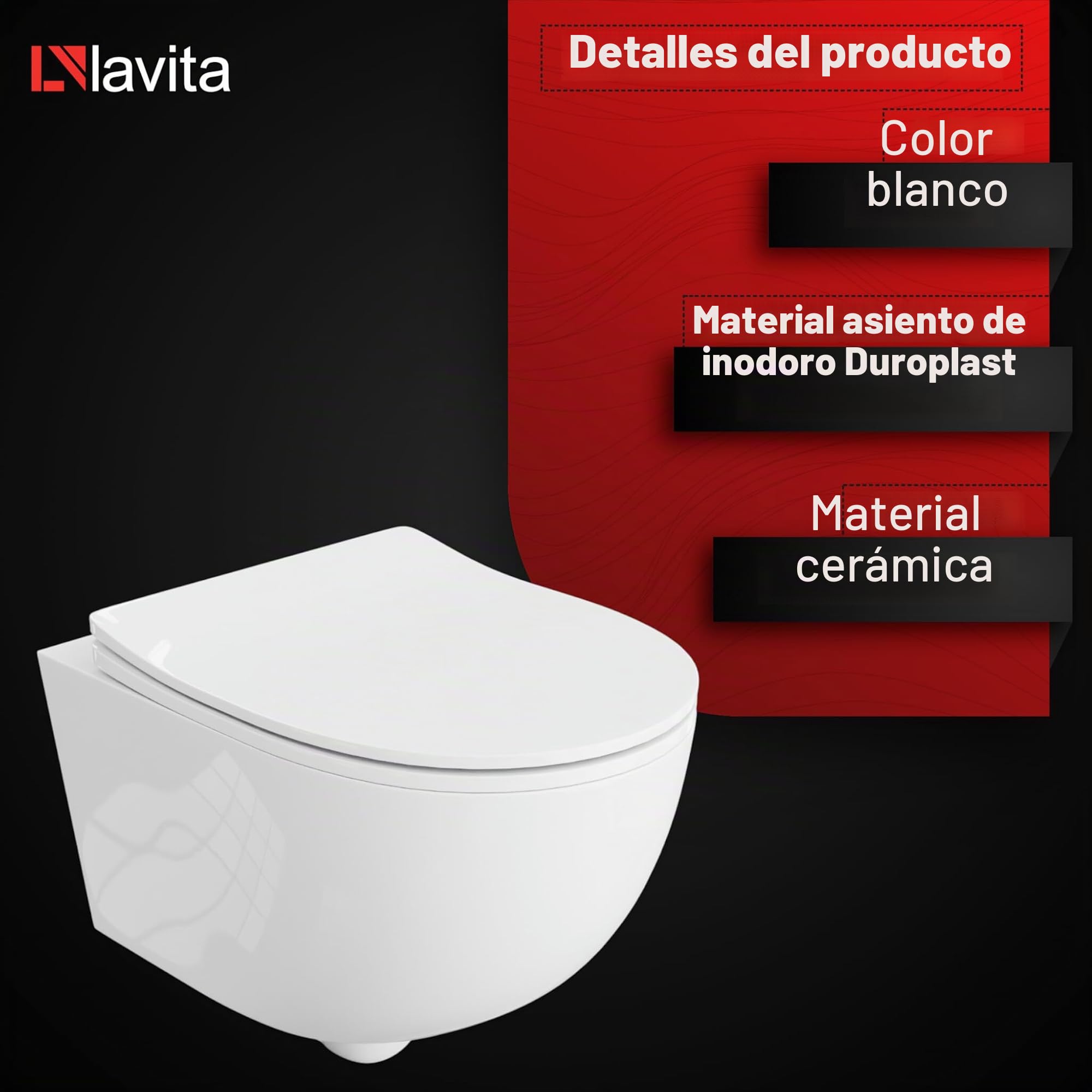 Lavita Duofix Basic Elemento de pared+Inodoro de descarga profunda Dalia Blanco Sin reborde+Asiento de inodoro con cierre automático+Botón blanco Juego completo WC