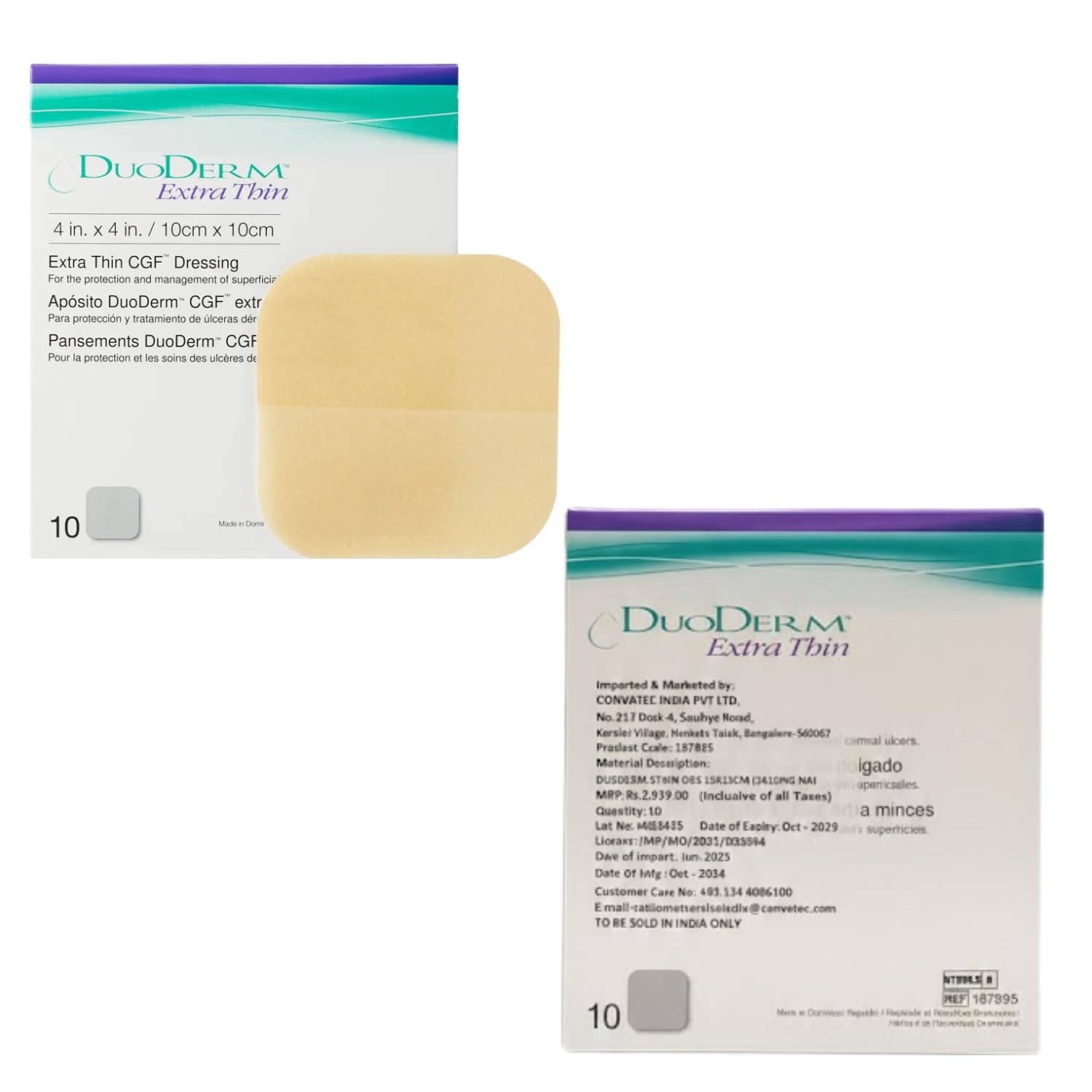 Duo Derm 4x4 Inch (10x10 cm) Hydrocolloid Dressing Pack of 10 | Sterile Adhesive Wound Dressing for Minor Cuts, Bed Sores & Pressure Care — Amazon image 6