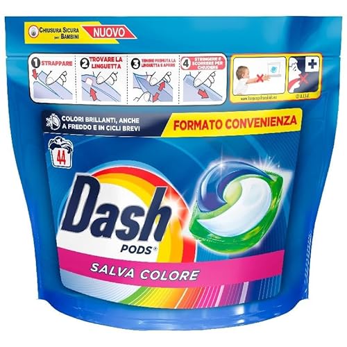 Dash Pods Detersivo Lavatrice In Capsule, Salvacolore, 44 Lavaggi 858 G