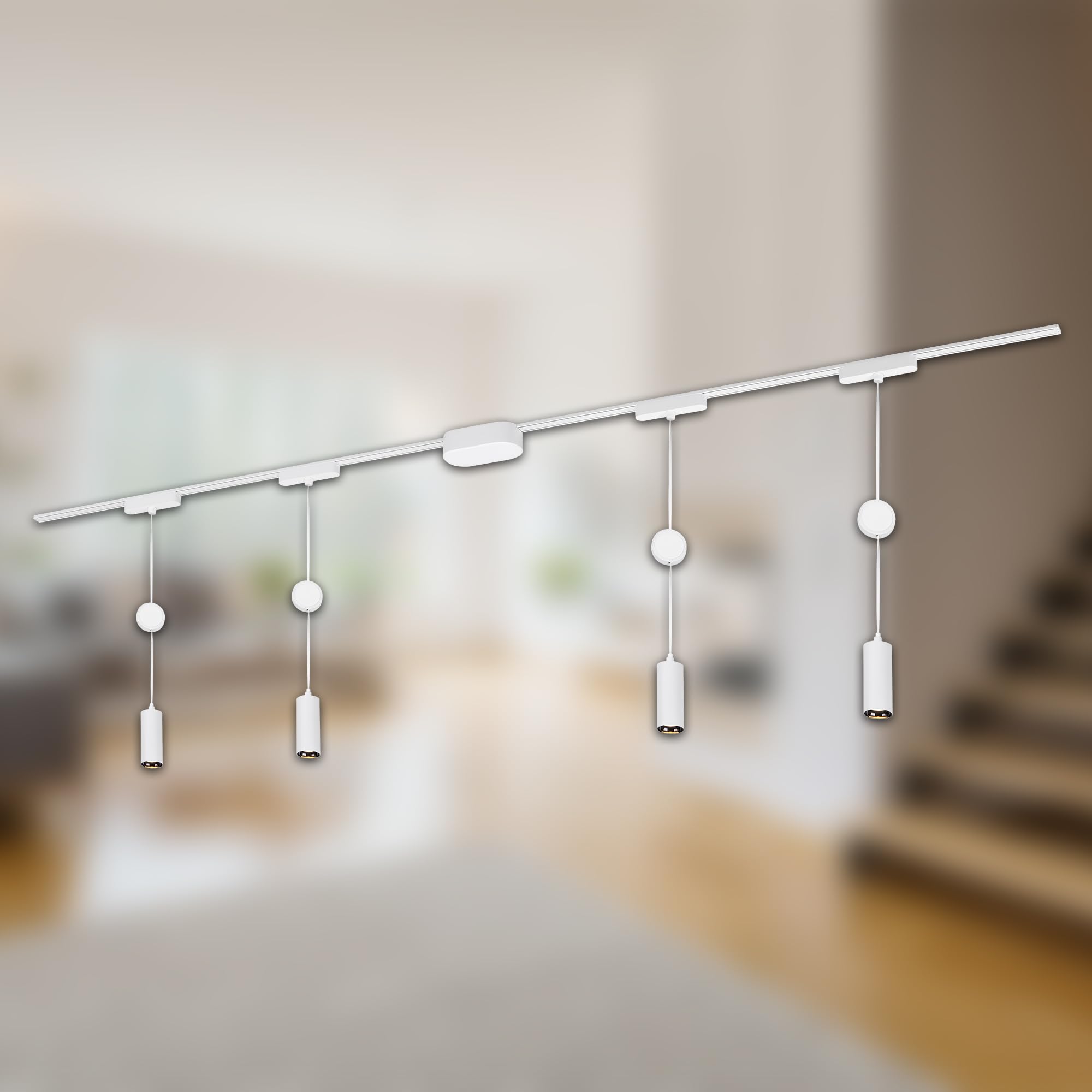 BRILONER - railsysteem compleet set, 4x GU10 spots zwenkbaar, 2x GU10 pendel, L-vorm, railsysteem plafond, spotrail, plafondlamp, plafondlamp, spot, 2,25m, wit