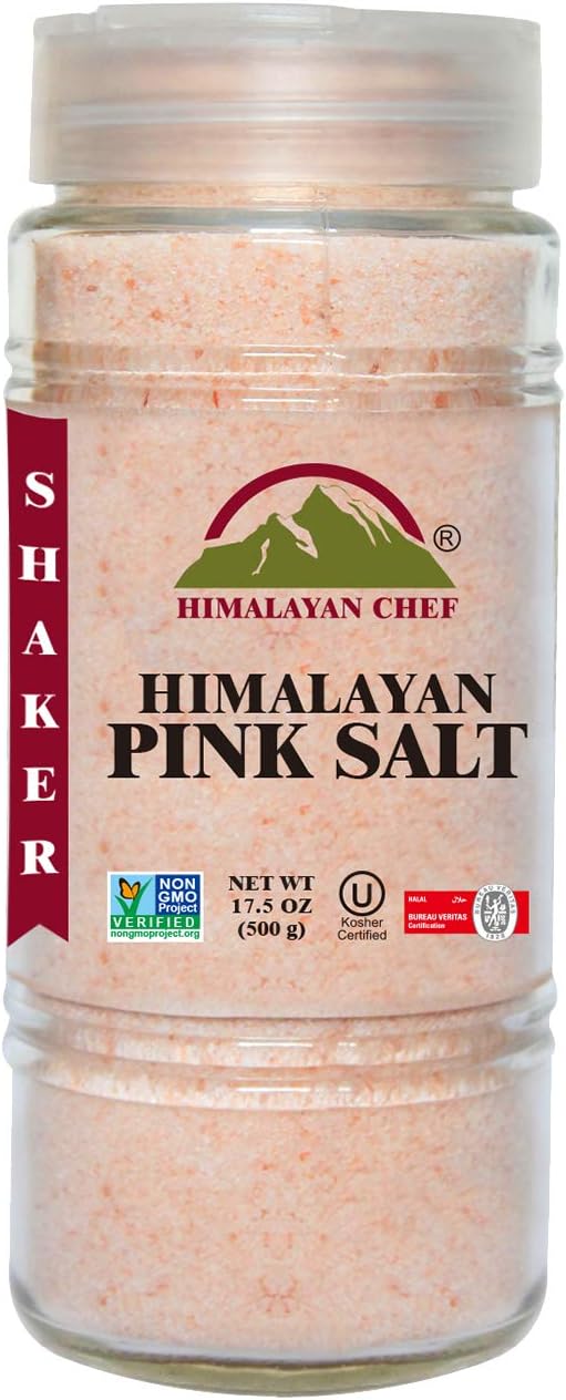 Himalayan Chef Himalayan Salt, Fine Glass Shaker, 17.5 Oz