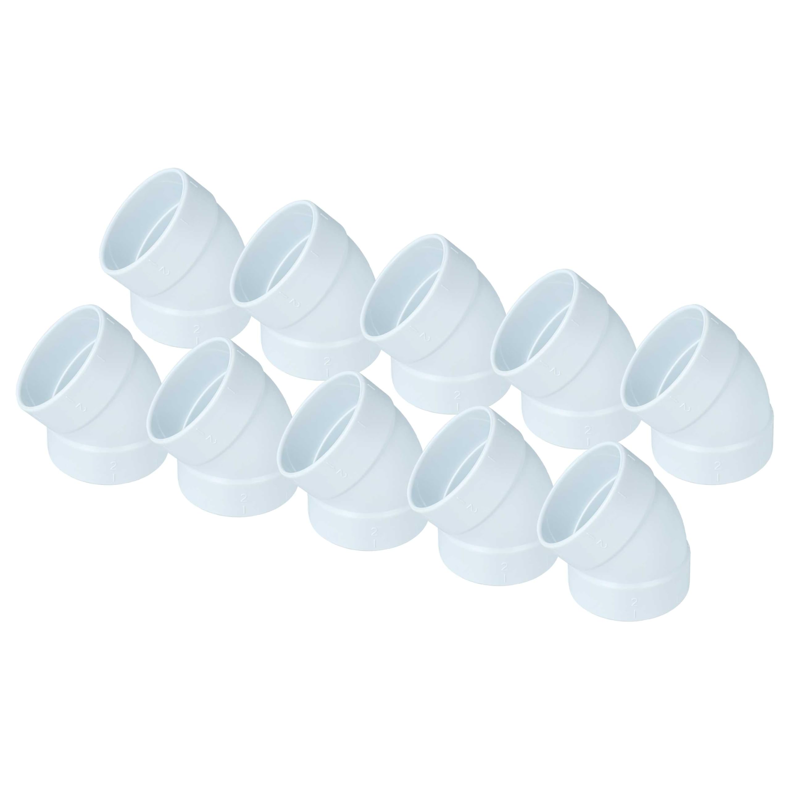 Vhbw White 10X Ducting Pipe Connector 45 Degree Bend, Inside/Inside, 50.8Mm Diameter - For Central Vacuum Cleaners