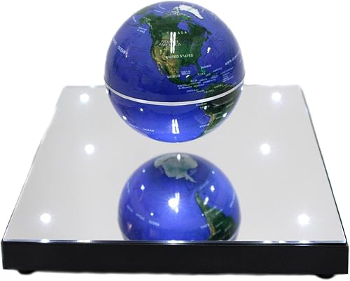Miniatura 3 de PowerTRC Globo giratorio de levitación magnética suspendido en aire flotante globo de 3.5 pulgadas, base ABS con espejo y luces LED