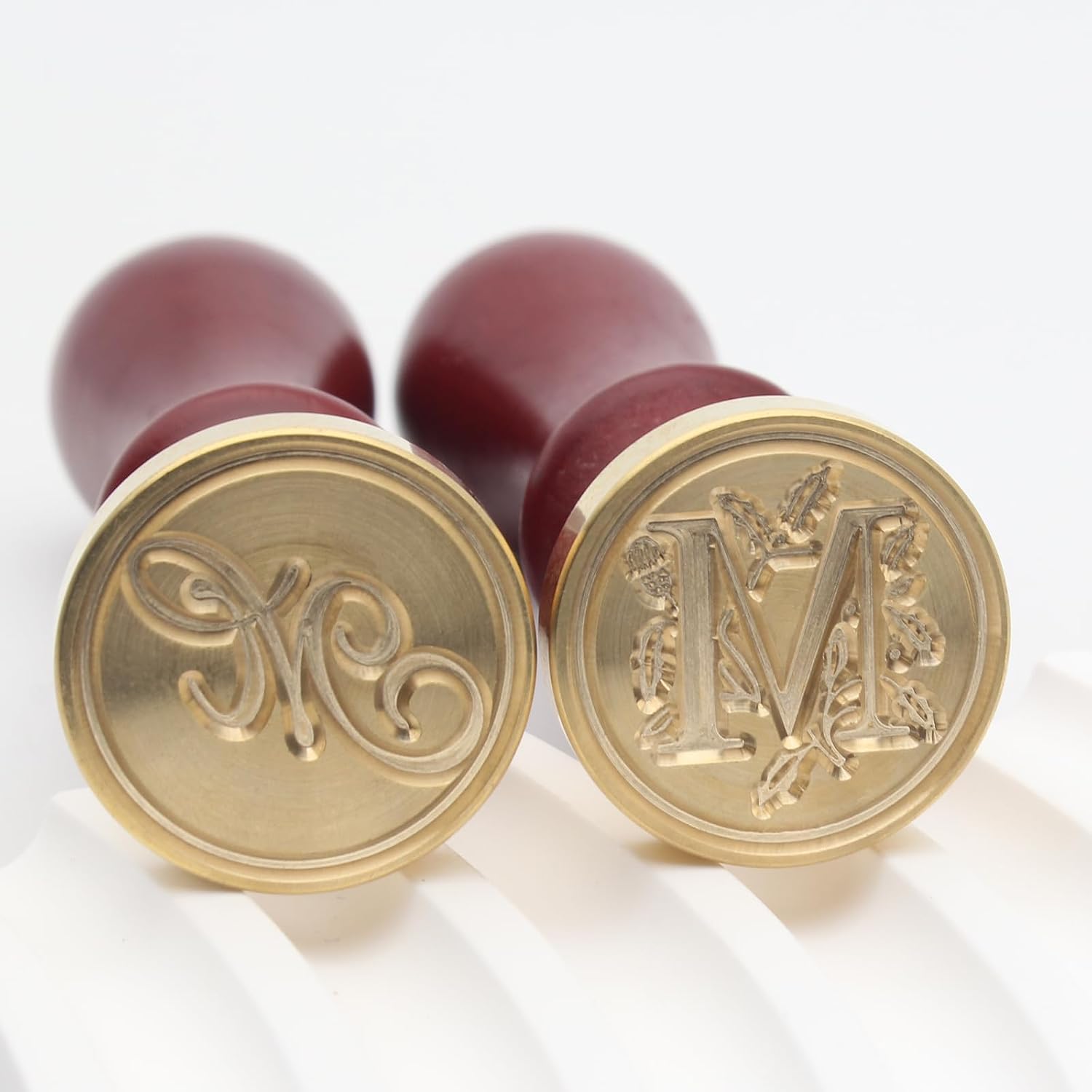 Letter Wax Seal Stamp Kit - Initial Alphabet M Stamp Head 2pcs, Vintage Monogram Stamps Wax Seal Kit with 200pcs Assorted Sealing Beads, Spoon, Metallic Gold Silver Pens