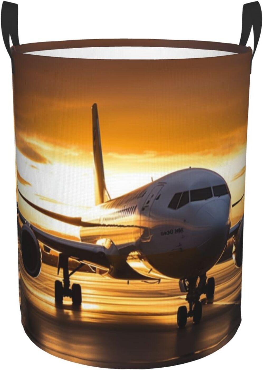 Airplane In The Evening Light Laundry Basket Foldable Waterproof Laundry Hamper Clothes Storage Bin With Handles Oxford Cloth Toy Organizer Basket For Bathroom Laundry Bedroom Small