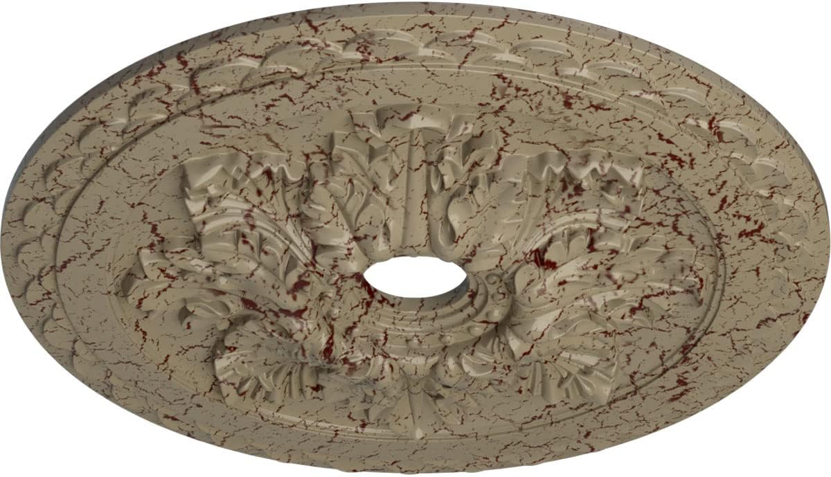 Ekena Millwork CM23BOGDC 23-5/8 x 3" x 2" Bordeaux Deluxe Ceiling Medallion, Gobi Desert Crackle