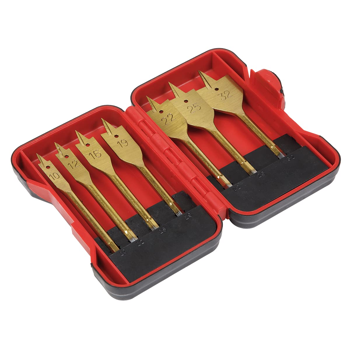 Sealey 7 Piece 1/4" Hex Shank Flat Wood Drill Bit Set