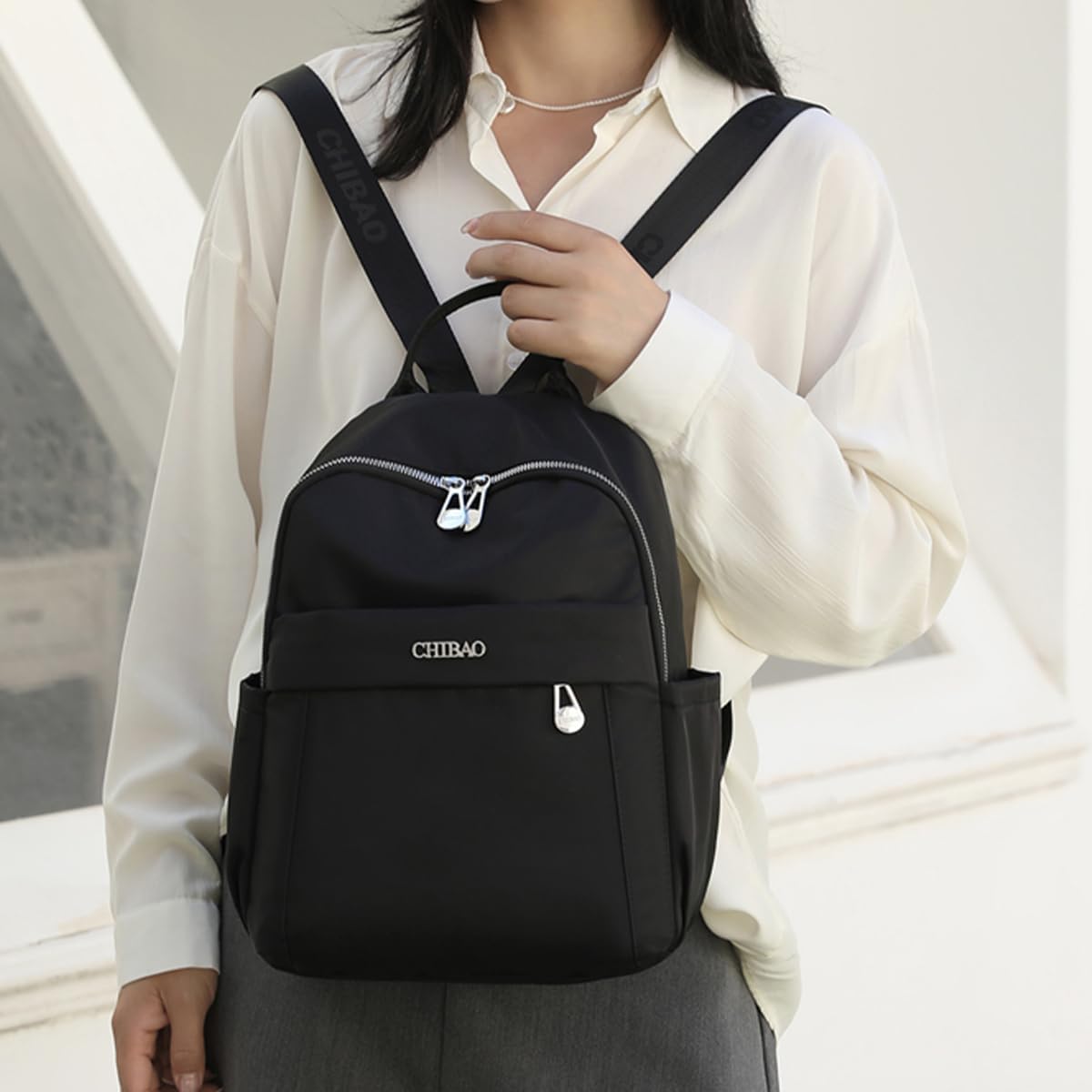 Small Resistant Backpack For Women Lightweight Nylon Waterproof 13.3 Inch Mini Travel Daypack - Image 9