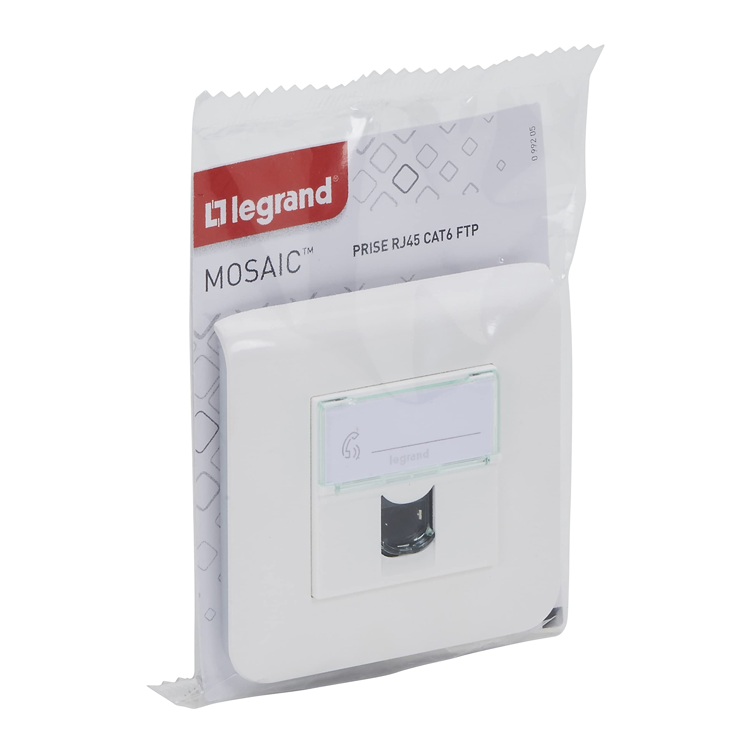 Legrand - Prise RJ45 multimédia Mosaic catégorie 6 FTP avec plaque et fixation à vis