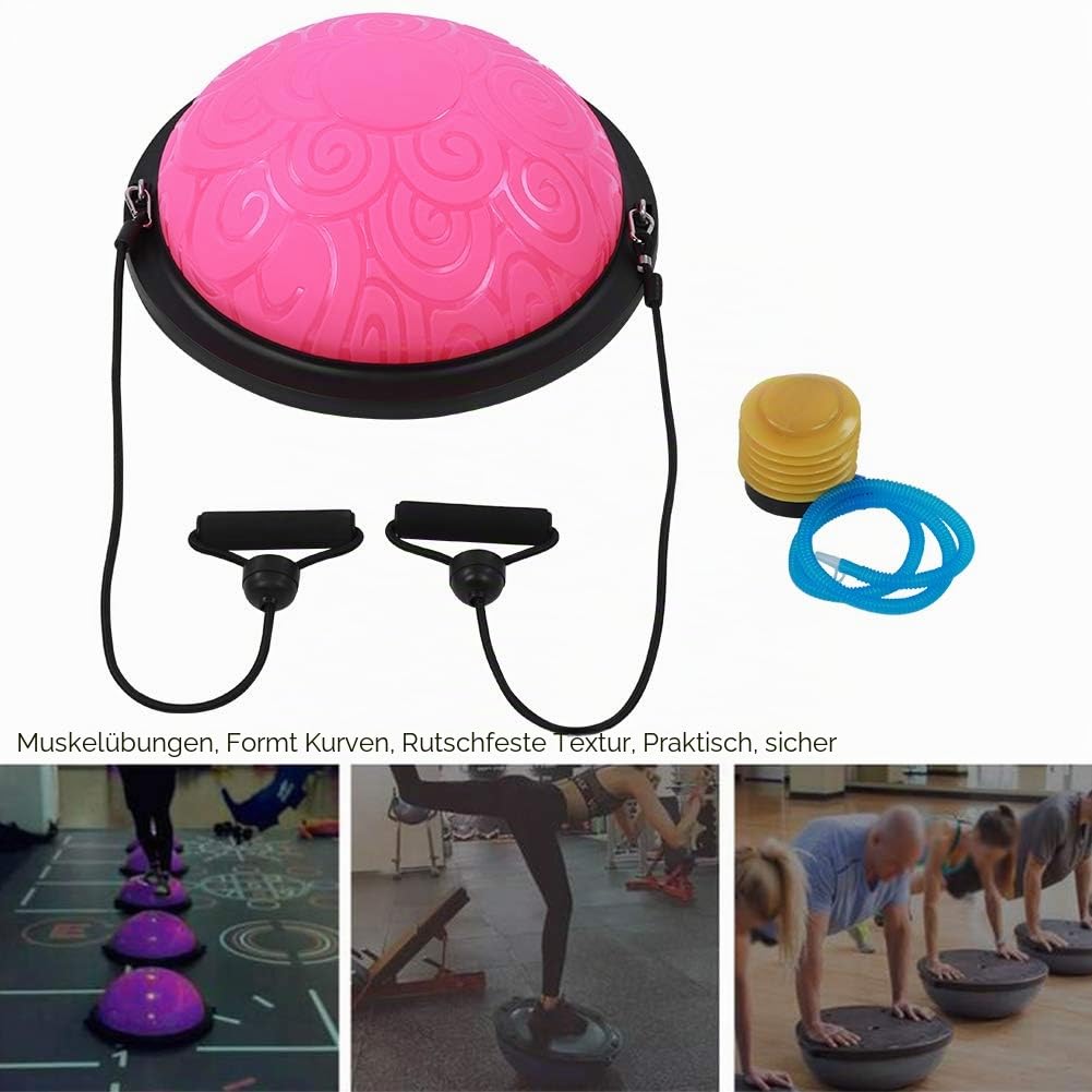 Wakects Halber Yoga-Ball, Balance-Trainer-Ball, ABS-Yoga-Übung, Halber Gymnastikball für Heim-Fitnessstudio, Kerntraining, Fitness, Stabilität, Trainingsgeräte (PINK)