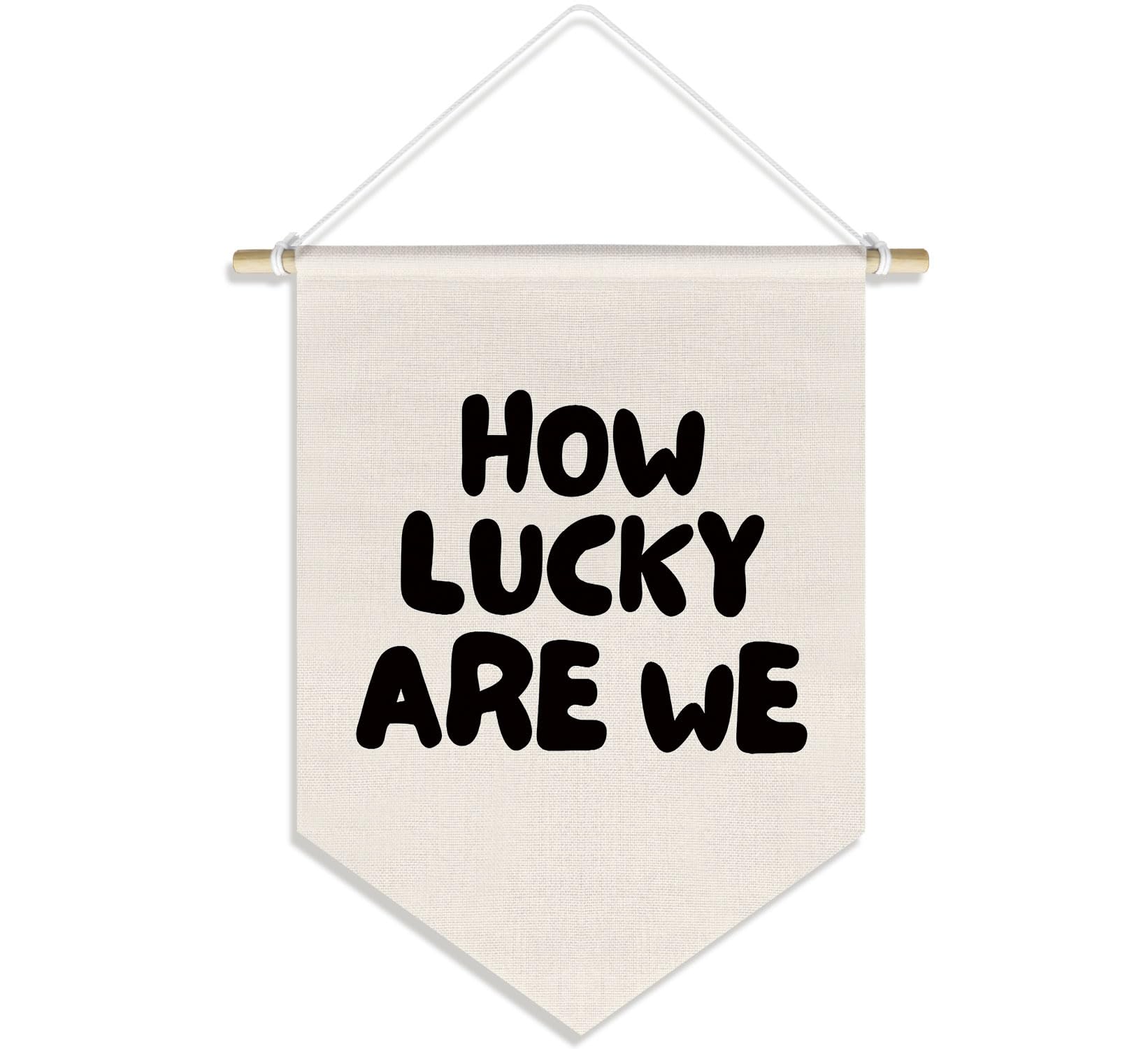 DSHFG How Lucky Are We Banner Wall Hanging,Dorm Decor for College Girl Boy,Pennant Banner Wall Hanging for Kids Room Nursery Playroom Reading Corner 15x11in
