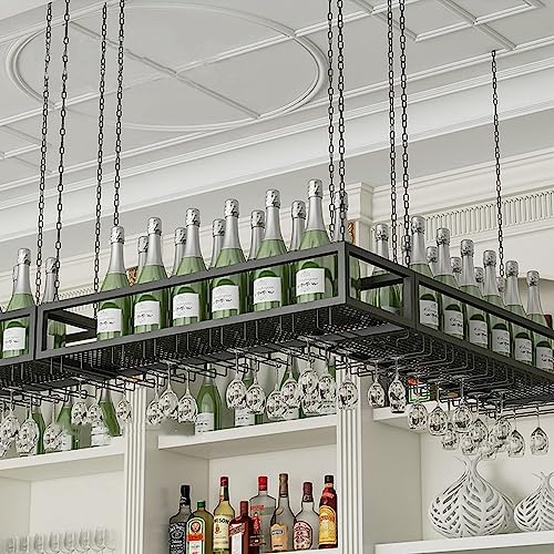 Casier à vin suspendu réglable avec support de verre en métal robuste - 8