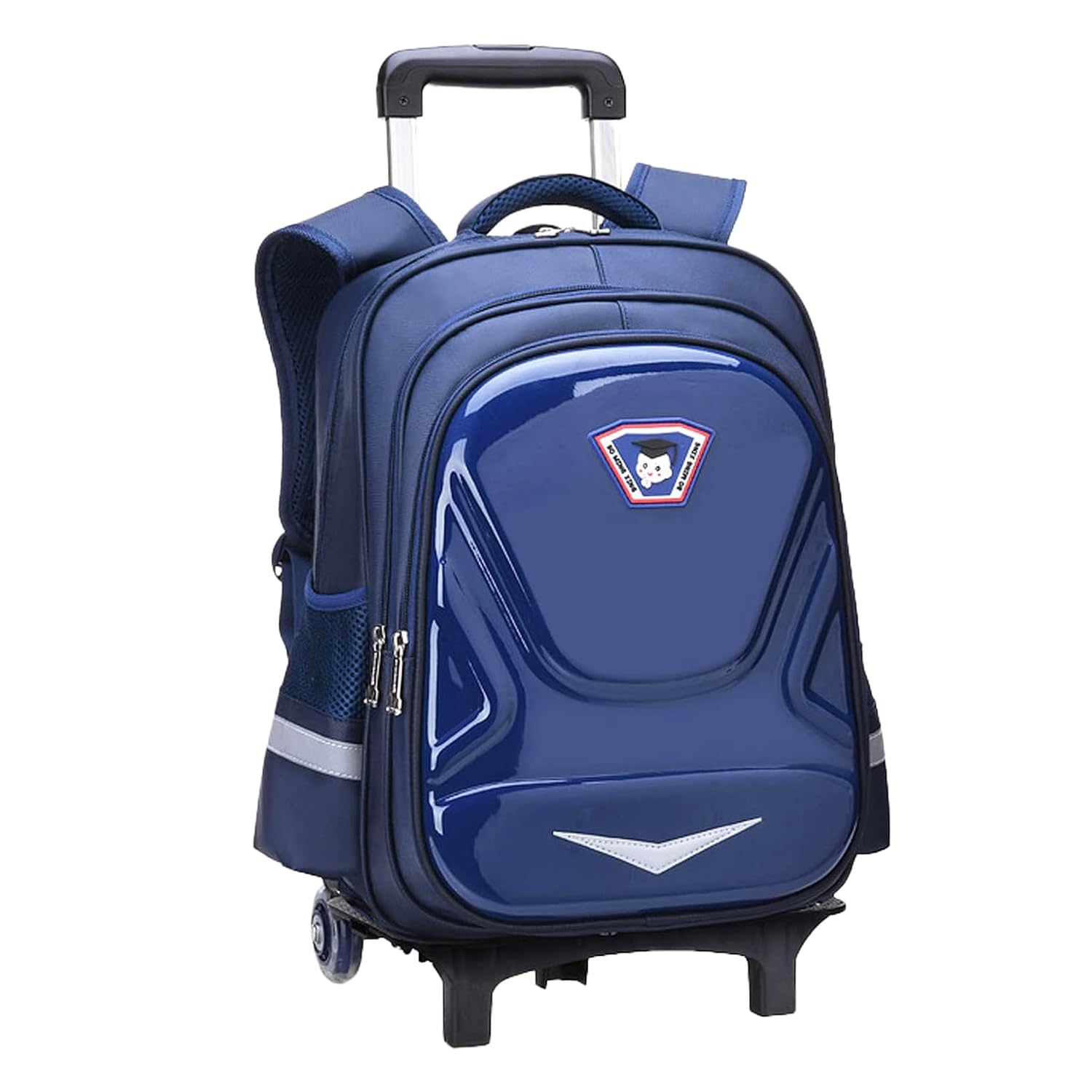 Kids School Trolley Bags Cute Rolling Backpack for Boys Girls School Luggage Trolley Travel with Wheels (Navy Blue)