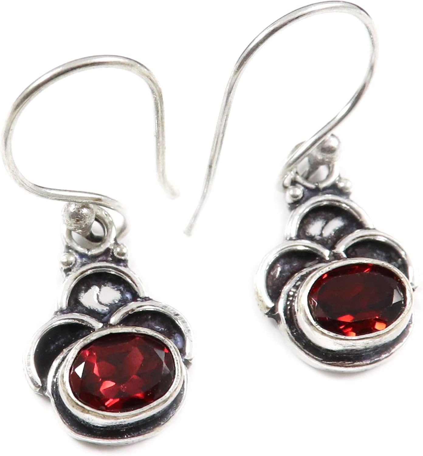 Garmet Blue Topaz Faceted Garnet Faceted Gemstone 925 Sterling Silver Drop/Dangle Earring Handmade Jewelry Goyal Exports SEG168
