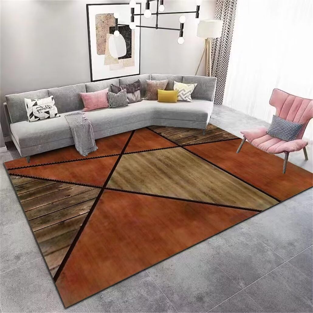 Carpette chambre 60x110cm avec motif grain de bois rétro couleur brun