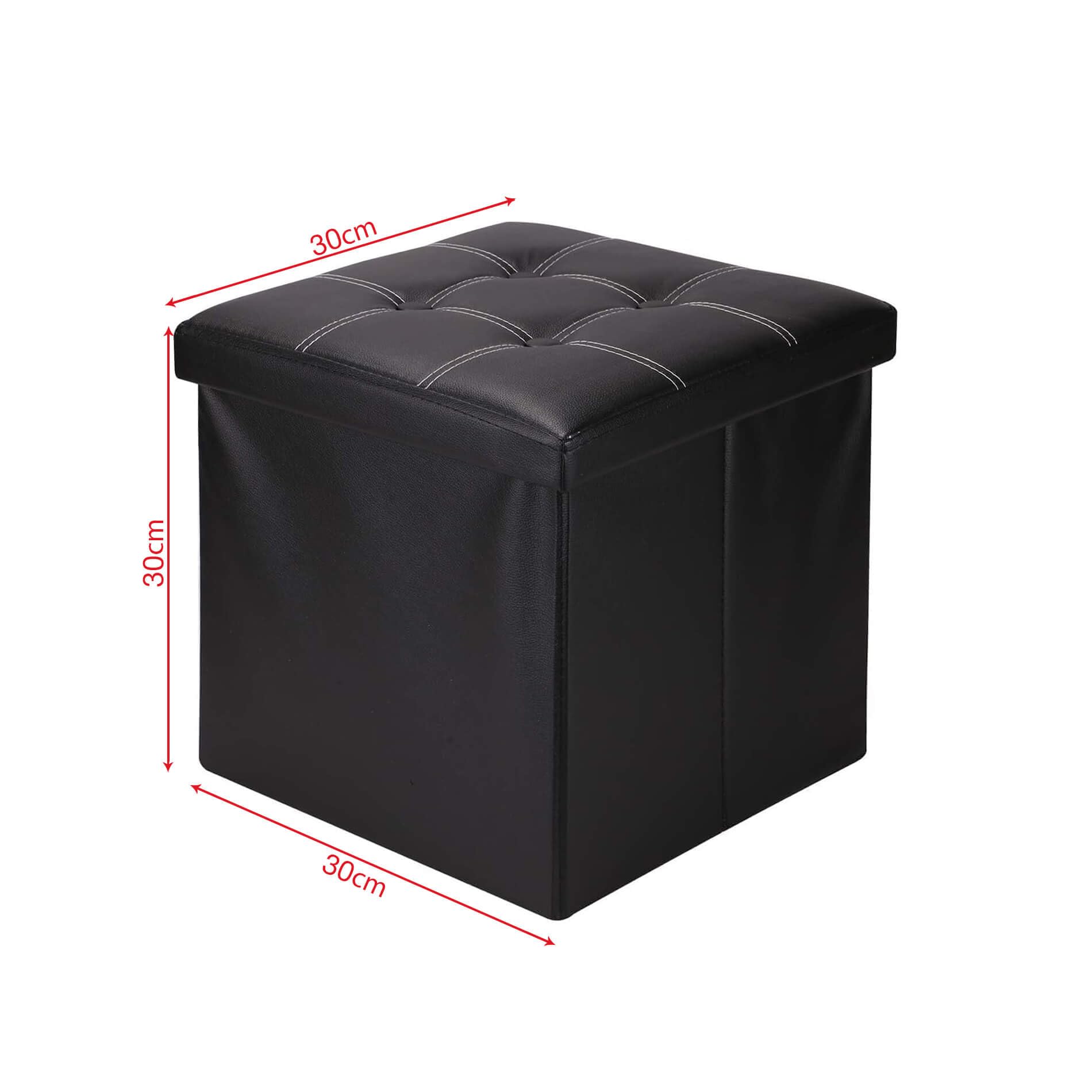 Rebecca Mobili Pouf Cubo Nero, pouff poggiapiedi, Sgabello da Camera Salotto, Finta Pelle - Misure 30 x 30 x 30 cm (HxLxP) - Art. RE4257
