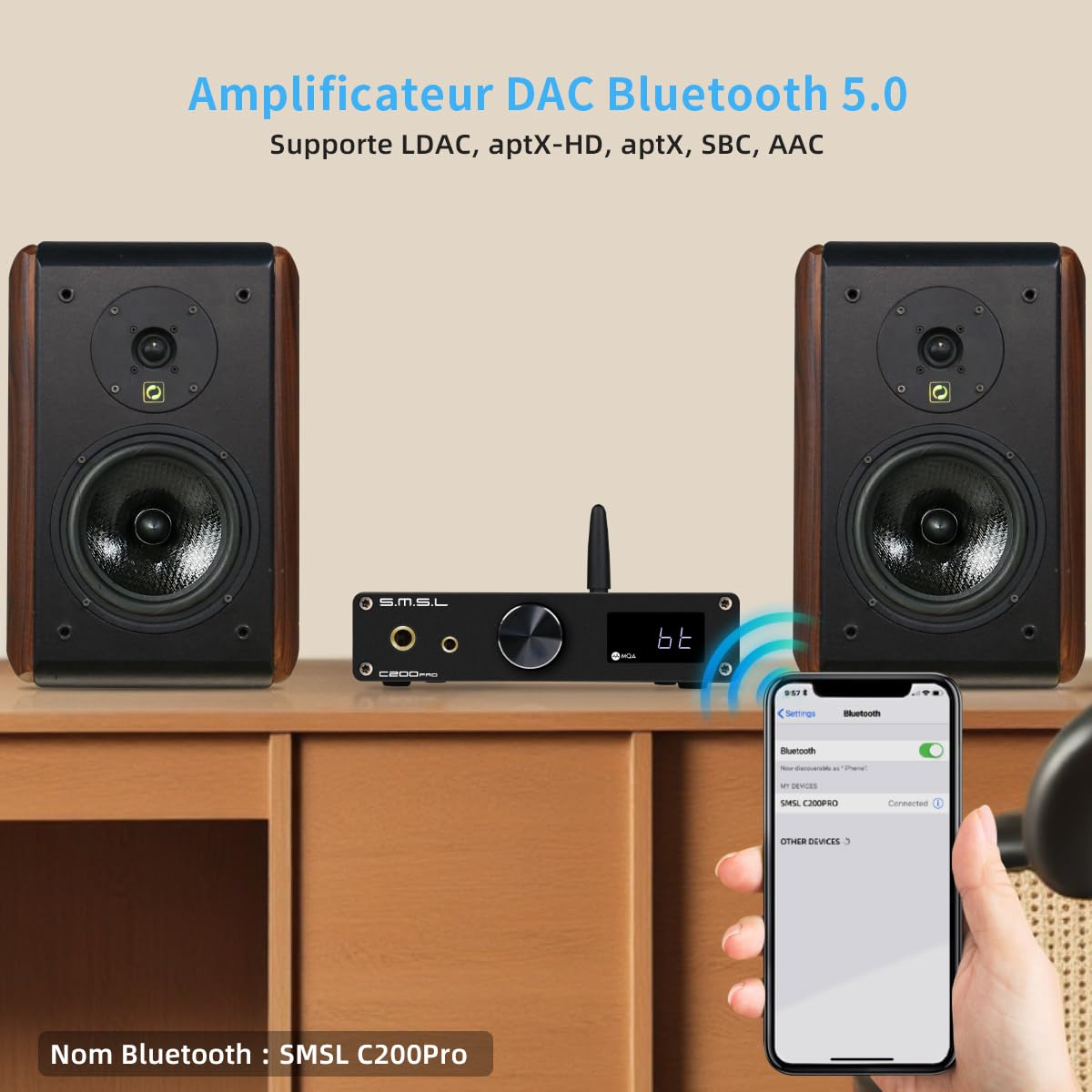 SMSL C200 Pro LDAC Amplificateur de Casque| ES9039Q2M XU-316 DSD512 32Bit/768kHz DAC Amp| USB/Opt/Coax/Bluetooth5.1 vers 4.4mm/6.35mm/RCA/TRS Ampli Casque Audio Home pour PS5/Switch/PC/MAC/Ordinateur
