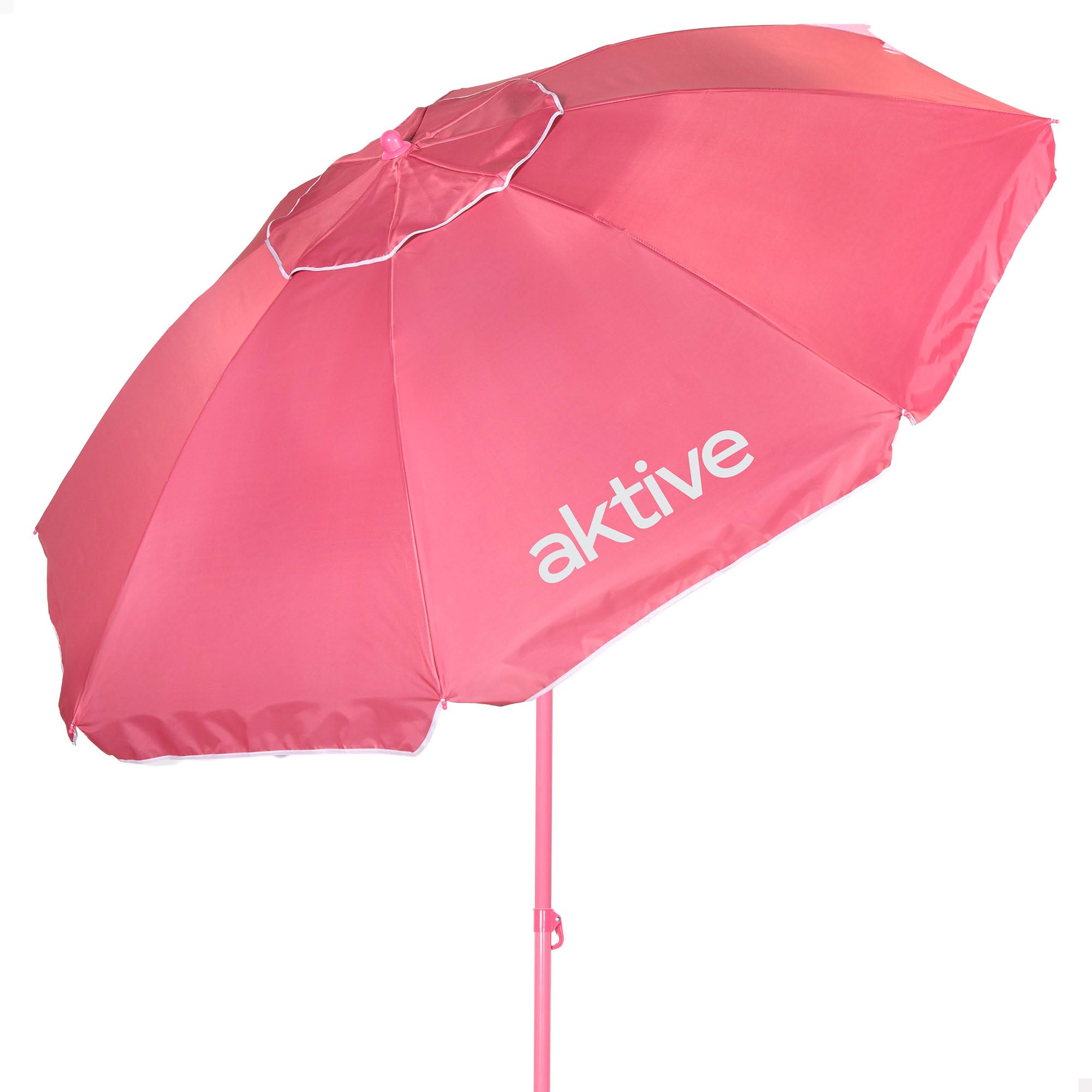 AKTIVE BEACH Tilt Beach Umbrella D220cm, Pink, UV50 Protection, 8 Ribs, Oxford Material, Vented, Outdoor (62484)