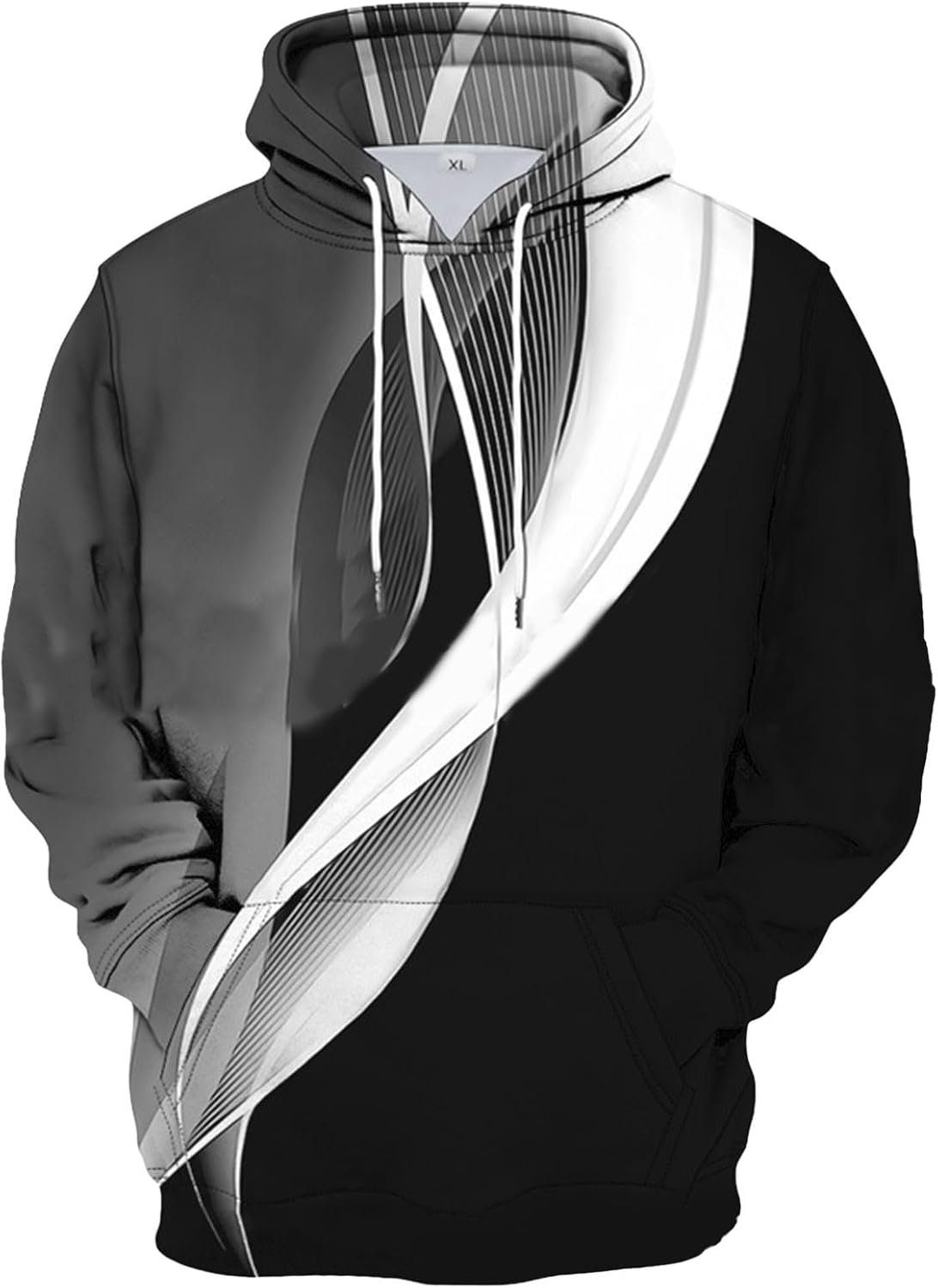 Ymosrh Men's Novelty Hoodies, Long Sleeve Drawstring Casual Print Pullover Hoodie with Kangaroo Pocket, M-6XL