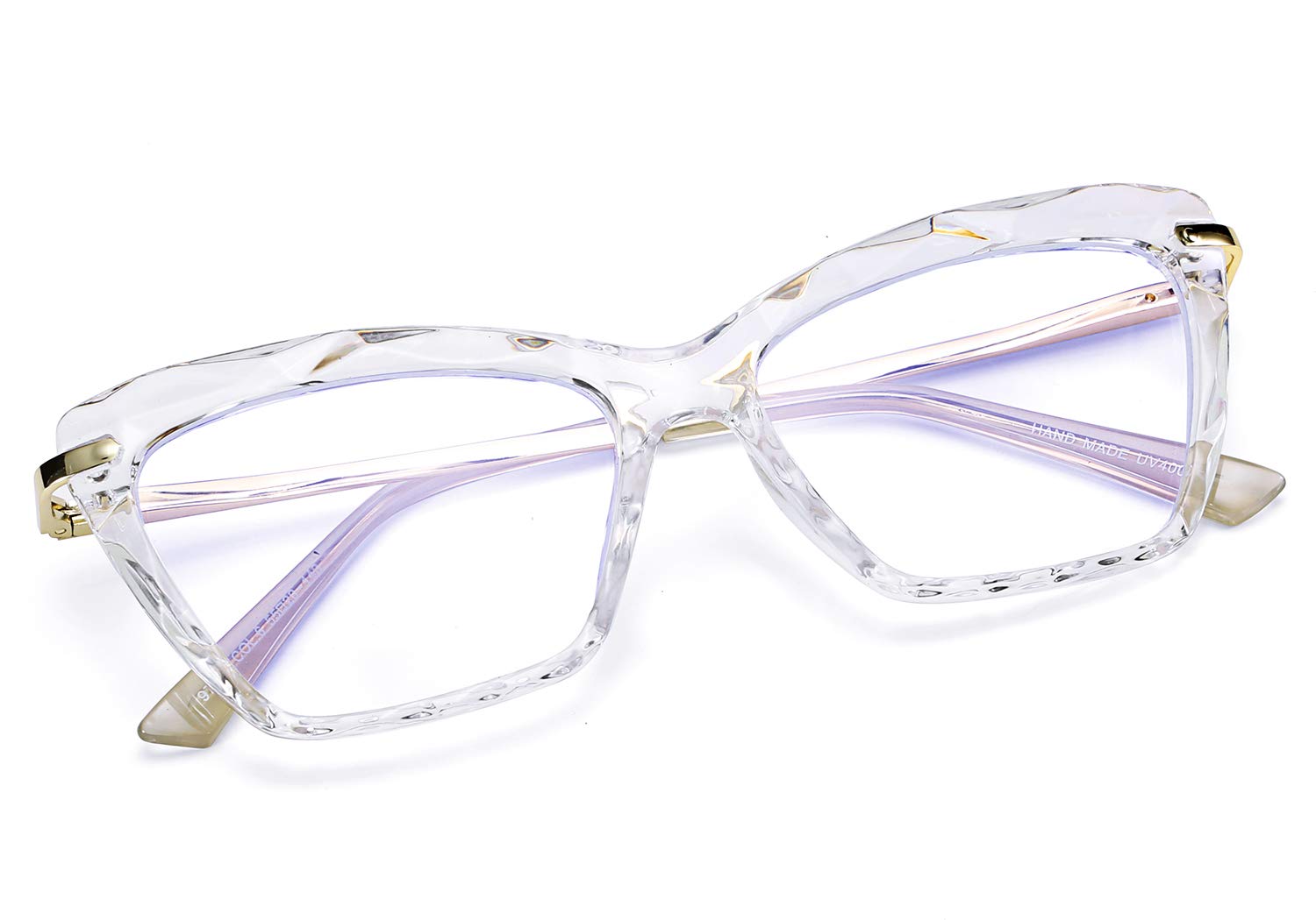 FEISEDY Crystal Cat Eye Glasses Frame Blue Light Blocking Computer Eyewear B2500