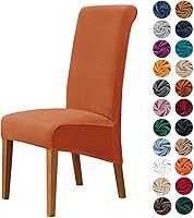 Vista 9 de Lukery Juego de 2 fundas elásticas para sillas de cocina de terciopelo grueso, fundas protectoras lavables para sillas de comedor, restaurantes
