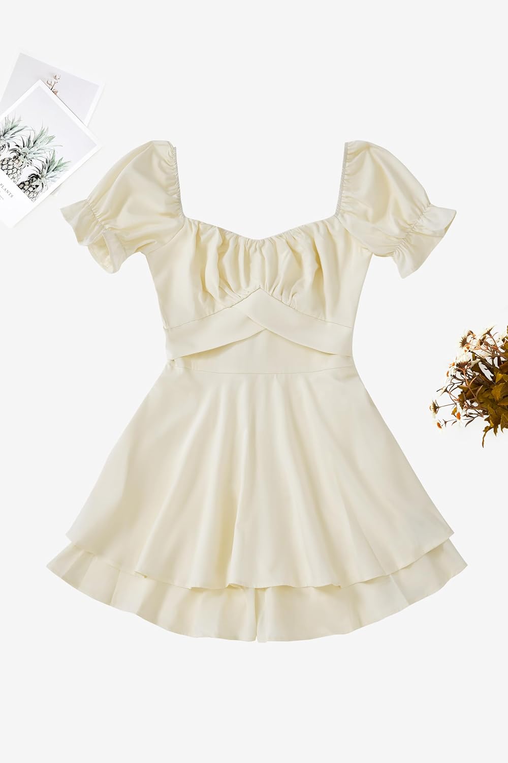 LYANER Girls Romper Sweetheart Bow Tie Back Short Sleeve Shorts Jumpsuit