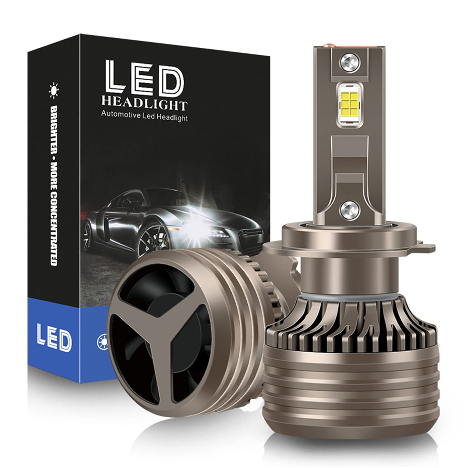 Lampadine Per Fari A LED, 110 W 13200 Lumen Fari A LED Luminosi, Kit Di Conversione Fari A LED Bianco Freddo 6000 K IP68 Impermeabile, Installazione Rapida, Confezione Da 2,H4