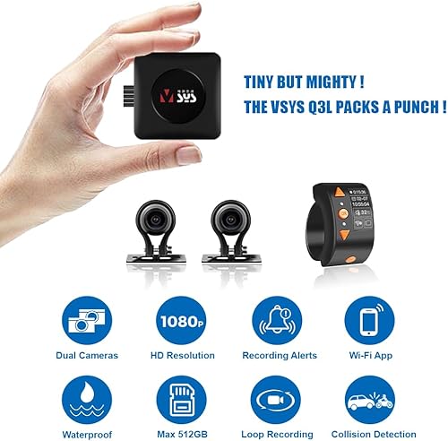 Miniatura 2 de Vsysto motocicleta DVR cuerpo completo impermeable WiFi Dash Cam 1080 p cámara de visión delantera y trasera Motocam Recorder 130  gran angular Sony