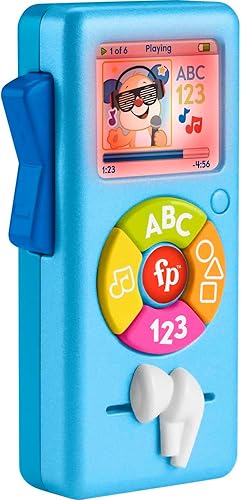 Fisher-Price Juguete para bebé con luces de aprendizaje y actividades motoras finas, reír y aprender el reproductor de música del cachorro, azul