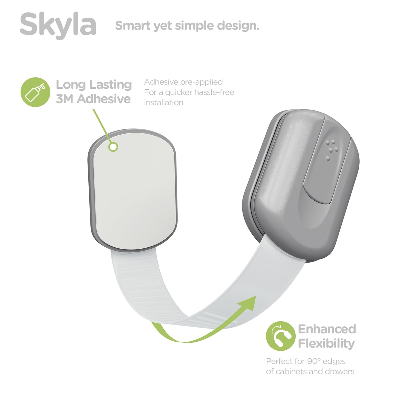 Skyla Homes - Cerraduras de seguridad para niños a prueba de bebés (paquete de 16) – Los cierres adhesivos 3M más seguros, rápidos y fáciles, sin tornillos ni imanes, multiusos para muebles, cocina