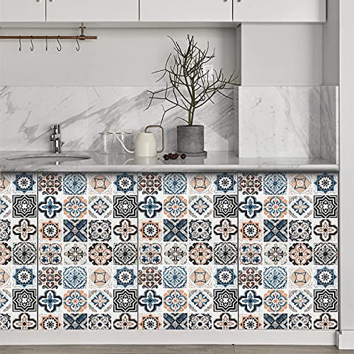 Kukantst Kitchen Wallpaper Peel And Stick Backsplash Wallpaper 15.8"X236" Boho Tile Pattern Contact Paper Decorative Wall Paper Modern Vinyl Film Bathroom Countertops Waterproof Shelf Liners #TOP4