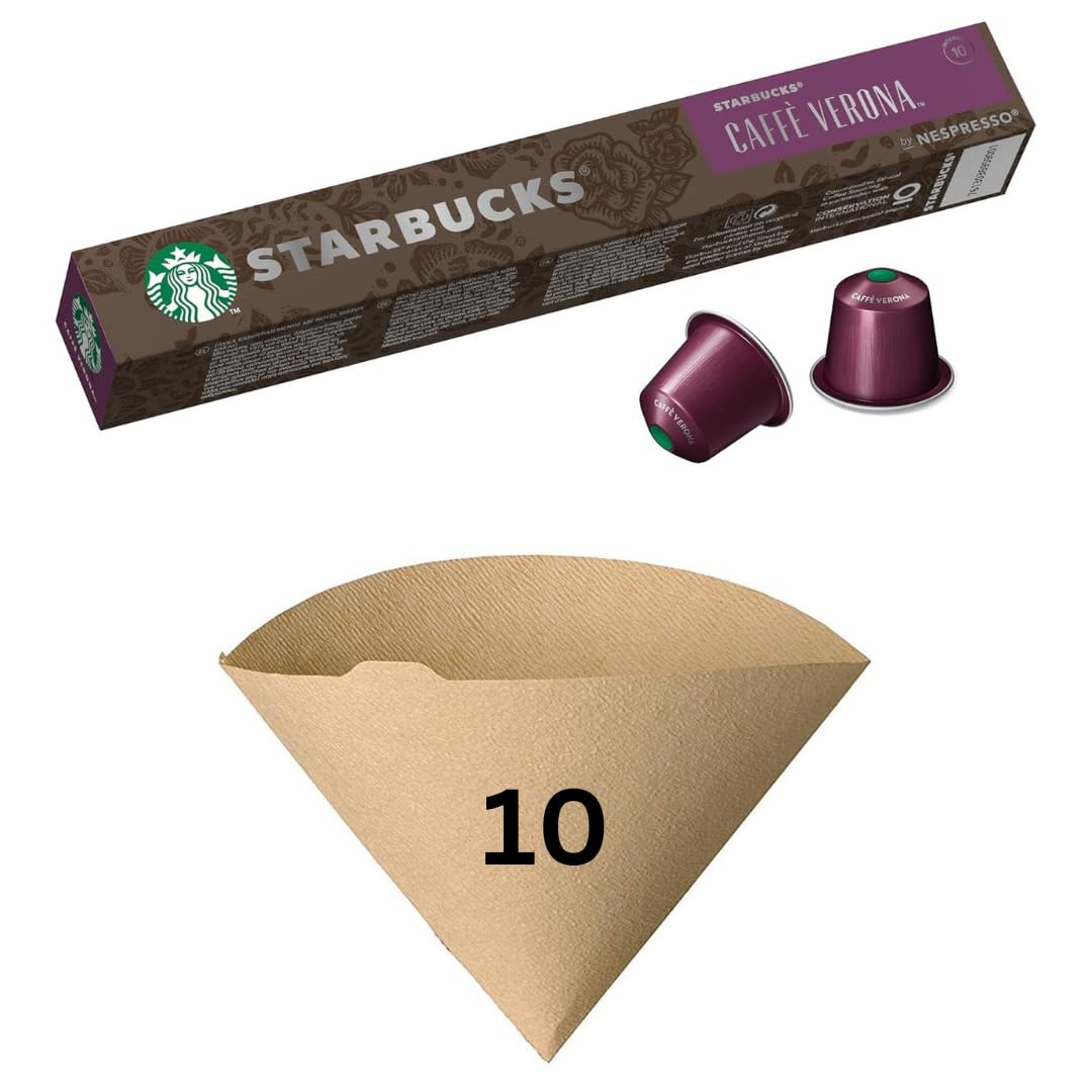 Coffee Pods + Filter Paper Combo - Starbuc​ks Caffe Verona Coffee Pods (10 Pods Inside) and 10 Filter Papers - Perfect if You Don't Have a Machine and Want to Try Coffee pods!