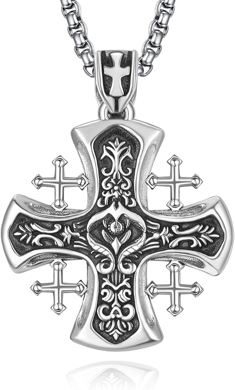 Palpitate S925 Sterling Silver Cross Necklace for Men Women Religious Pendant Christmas Jewelry Gift