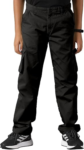 KiddoPanti Boys Cargo Pants | 100% Cotton Twill | Comfortable Regular Fit | Elastic Waistband &amp; Zip Fly | 6 Pocket Lower f...