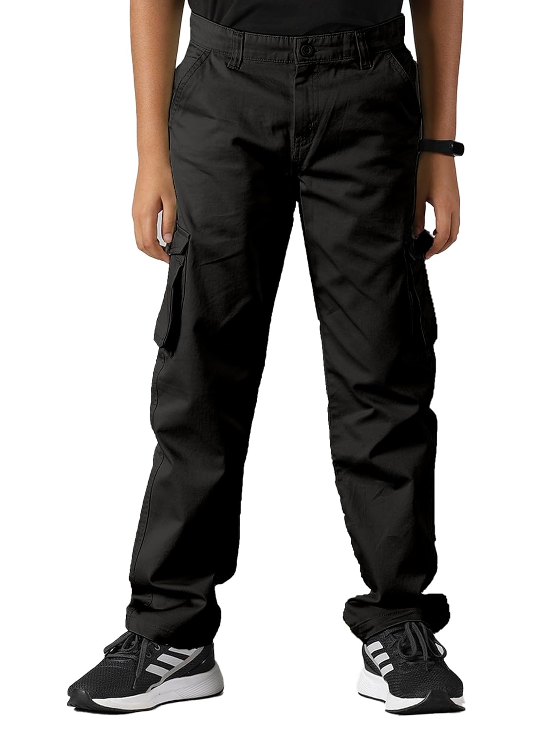 KiddoPanti Boys Cargo Pants | 100% Cotton Twill | Comfortable Regular Fit | Elastic Waistband & Zip Fly | 6 Pocket Lower for Kids | Full-Length Casual Wear