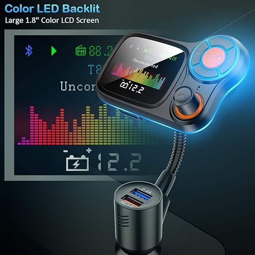 Miniatura 9 de TSNAM Adaptador Bluetooth inalámbrico para automóvil, transmisores de radio FM, receptor de llamadas manos libres y música MP3/reproducción de audio